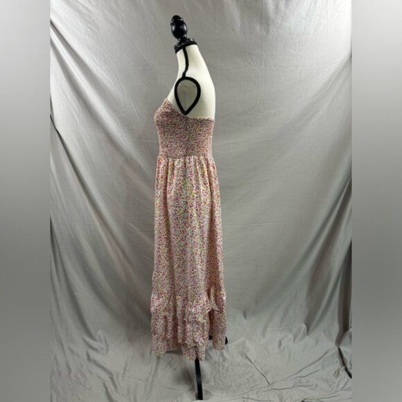 Floral Print Shirred Strapless Ruffle Hem Dress - Picture 7 of 8